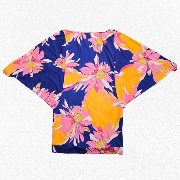 Trina Turk Tropical Floral Breeze Swim Tunic Kaftan Cover-Up Dress Size Medium - Picture 11 of 12